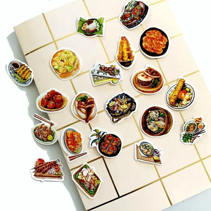 1Sets=47PCS Cute Creative Food Stickers Refrigerator Notebook Water Cup Trolley Case Waterproof Stickers