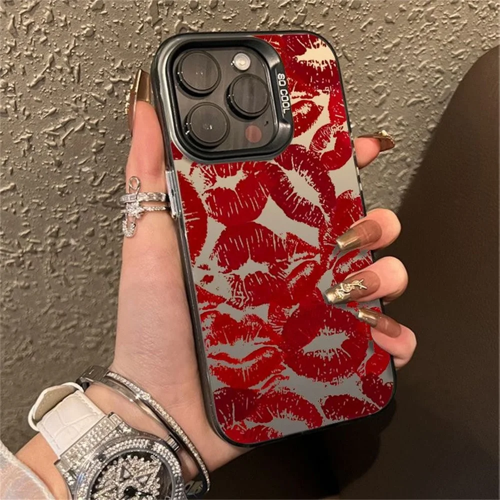 

Love Heart Red Lip Phone Cases for iPhone 16 Case iPhone 15 14 13 12 11 Pro Max 16Pro 15Pro 14 Pro Shockproof Hard Bumper Cover