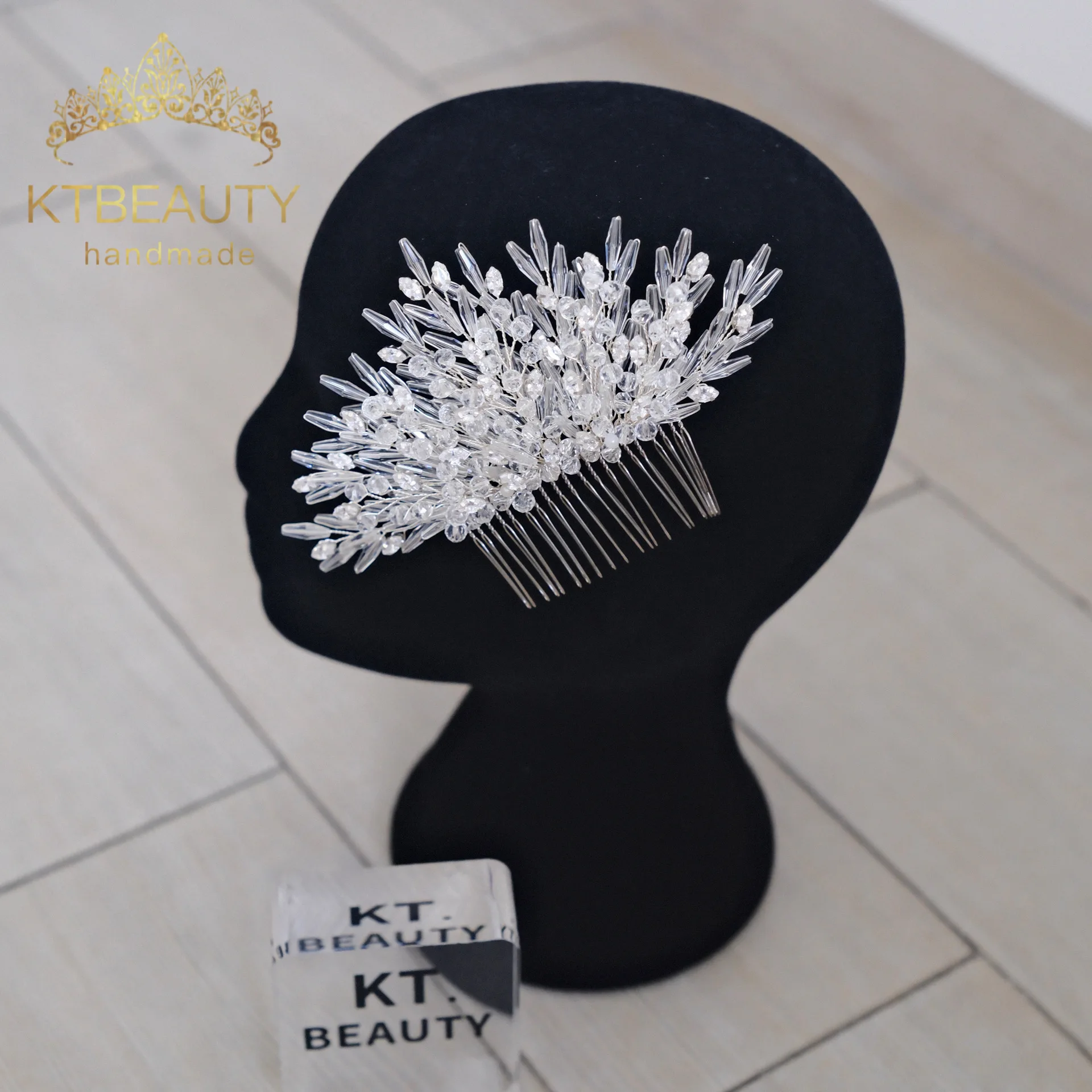 

KTBEAUTY News 2025 bridal style Headpiece Silver color Comb Zirconia white Stones Beauty Hair band Women Accessories