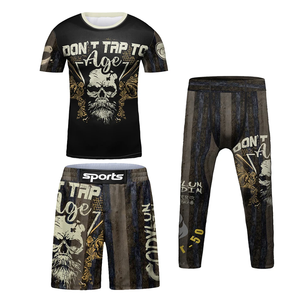 Kids Sportswear Gym Clothing Quick Dry MMA BJJ Jiu Jitsu Rashguard Boy Children Boxing Sport Suit Running Set Training Tracksuit