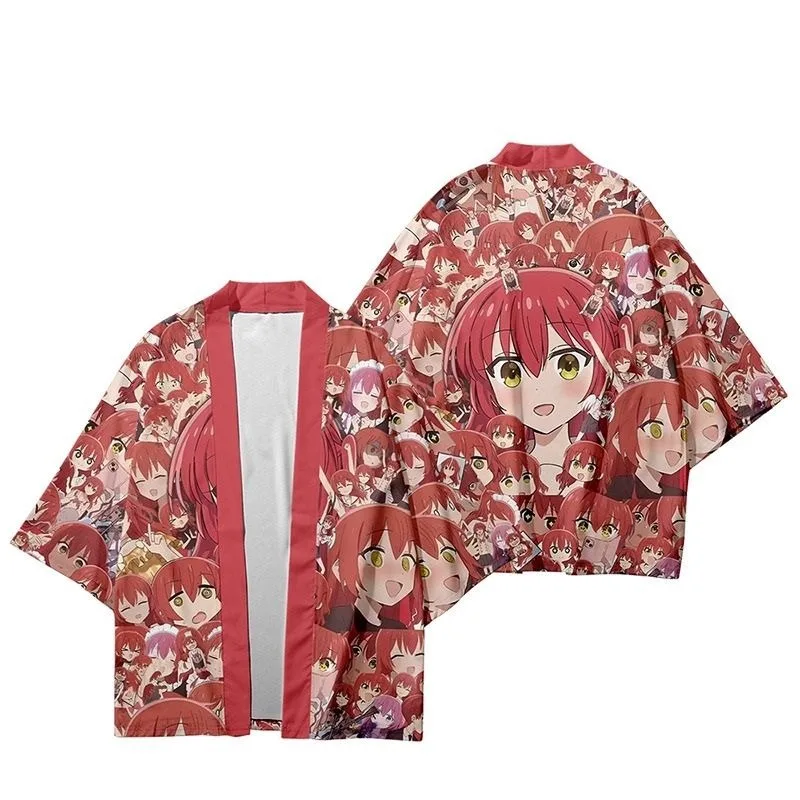 Anime Bocchi The Rock Cosplay Gotoh Hitori Kita Ikuyo Ijichi Nijika Yamada Ryo Short Sleeved Haori Printing Polyester Costume