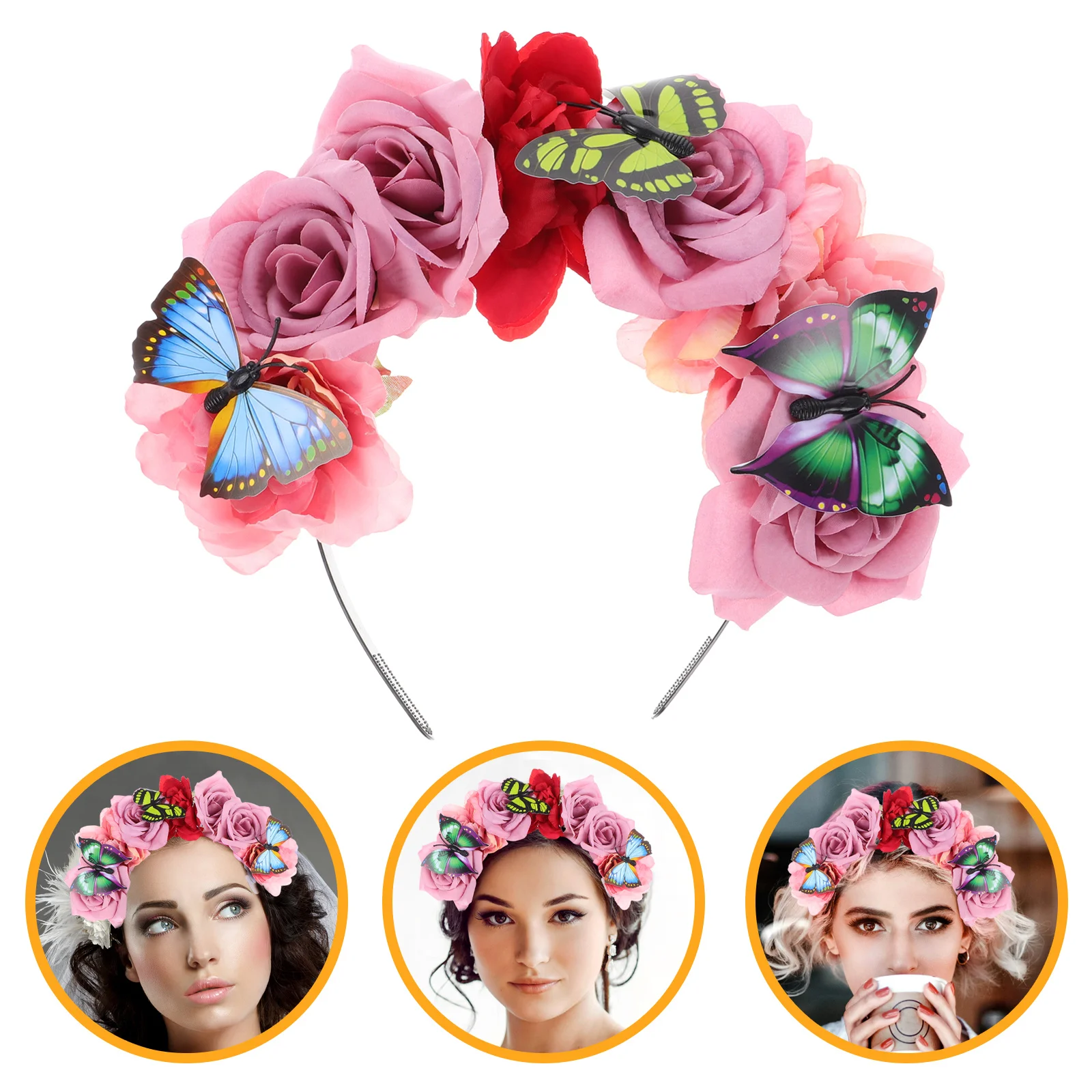 

Butterfly Headband for Women Simulated Flower Hair Decoration Boho Floral Headpiece Halloween Cosplay Party Accessory