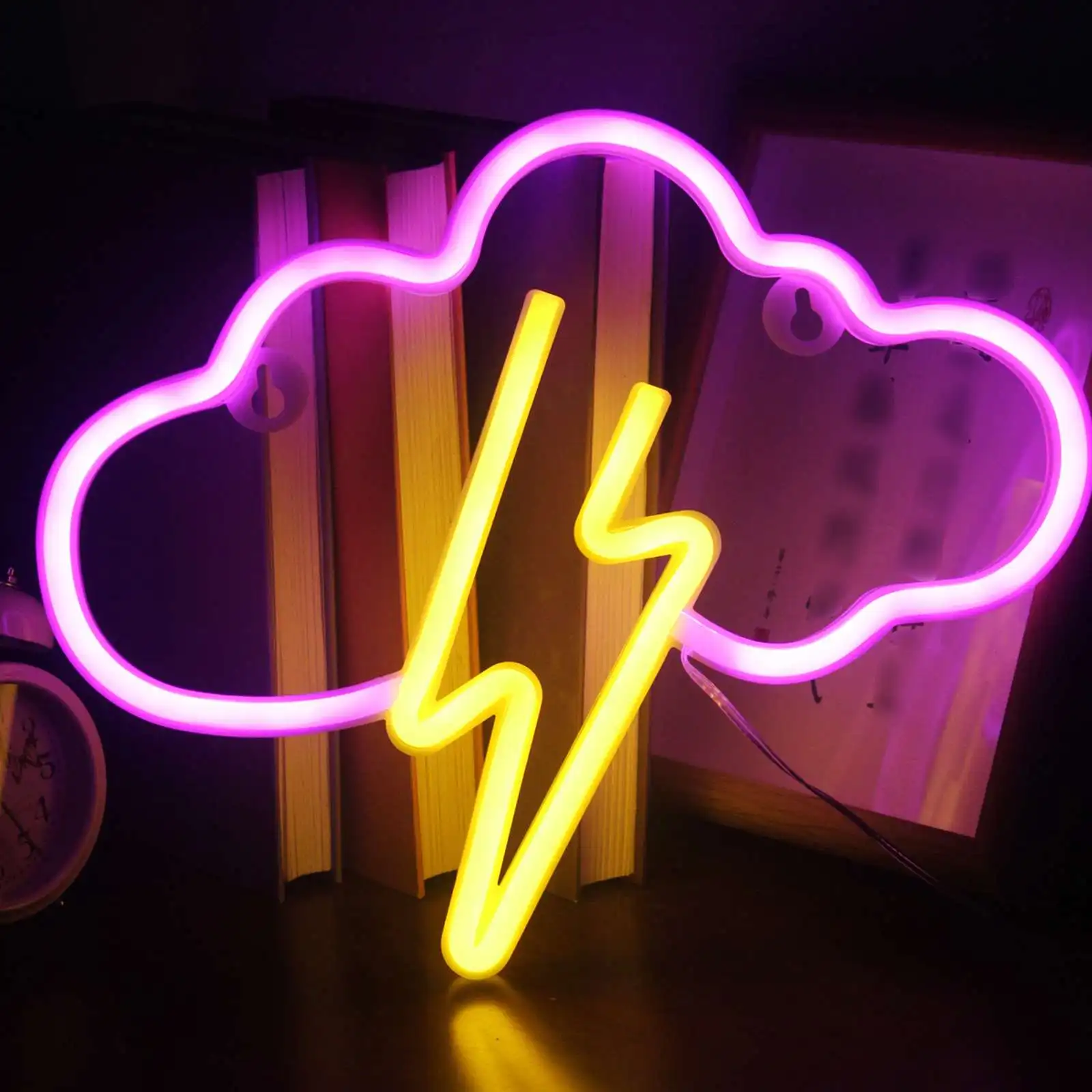 Thunderstorm Shape LED Neon Light Battery Box USB Dual Powered Lightnings Shape Light