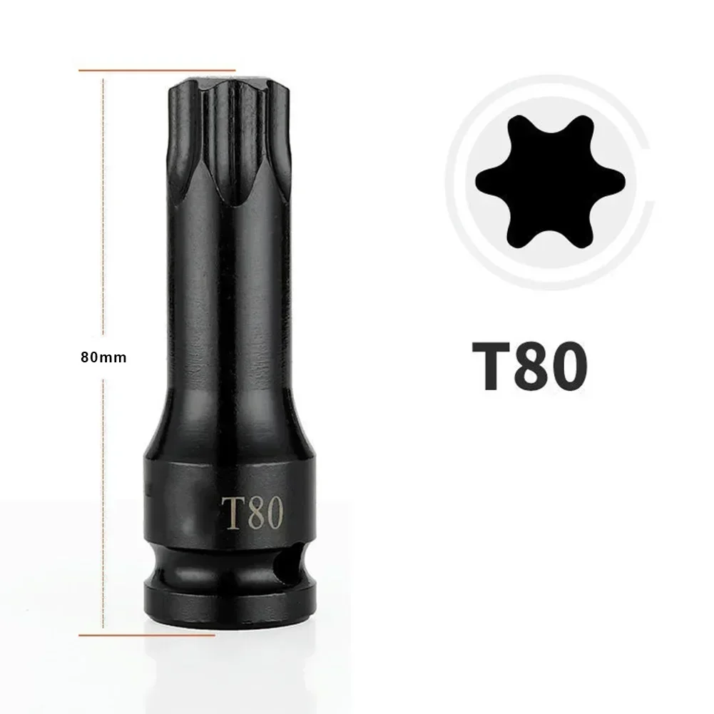 1 Uds. Puntas de enchufe Torx adaptador de enchufe de accionamiento de 1/2 pulgadas puntas de destornillador T20 T25 T27 T30 T35 T40 T45 T50 T55 T60