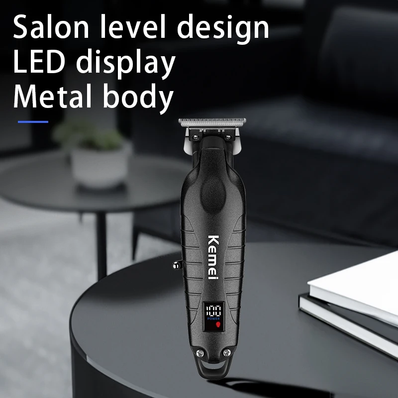 Kemei 2293 Barber Cordless Hair Trimmer 0mm Zero Gapped Carving Clipper Professional Electric Finish Cutting Machine