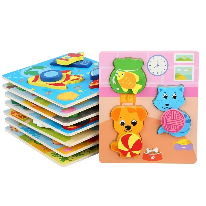 

Baby Wooden Puzzle Fun Games Montessori Children Match Puzzle Cardboard Toys For Infant Gift