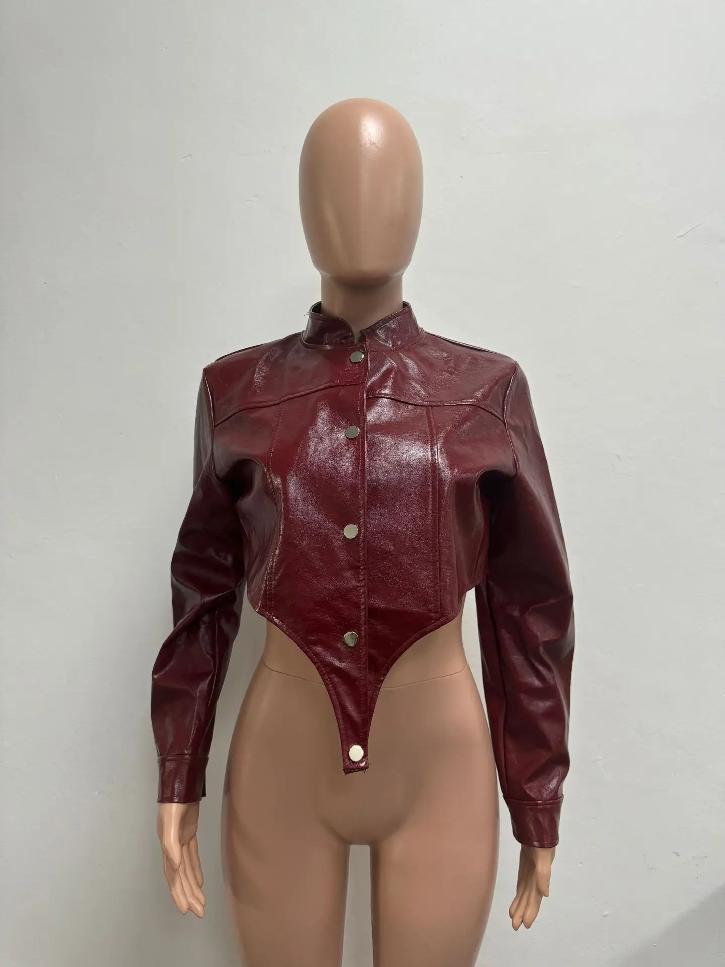 Frauen Kurze Mäntel Faux Leder Jacken Stehkragen Pu Mantel Arbeit Y2k Streetwear Jacke Zipper Slim Fit Oberbekleidung Herbst Winter