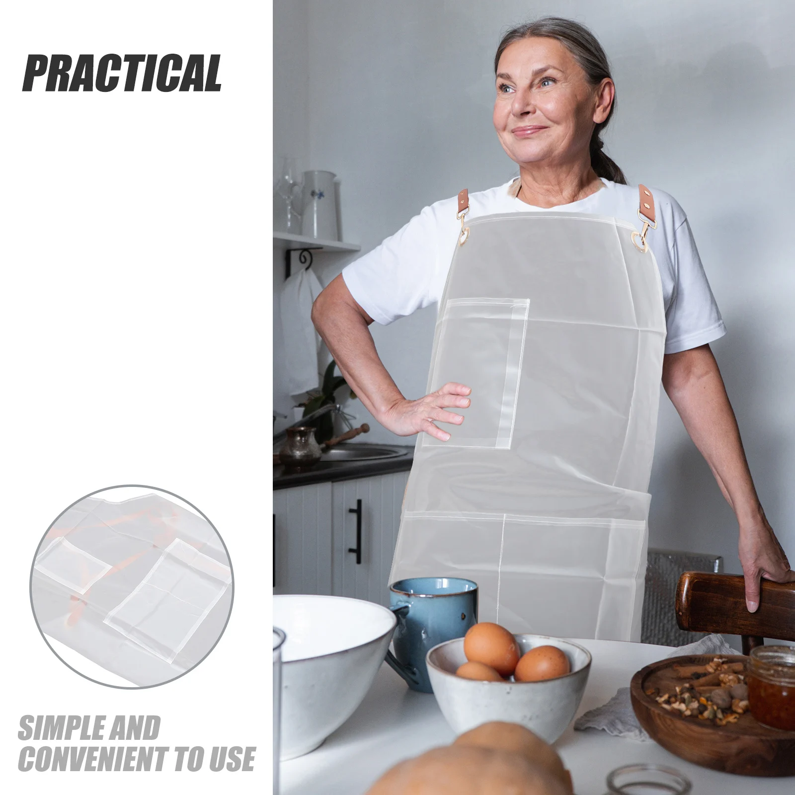 

Waterproof Transparent Apron White TPU PVC Oil Proof Dish Barber Hairdresser Nail Salon Work Vinyl Clear Home