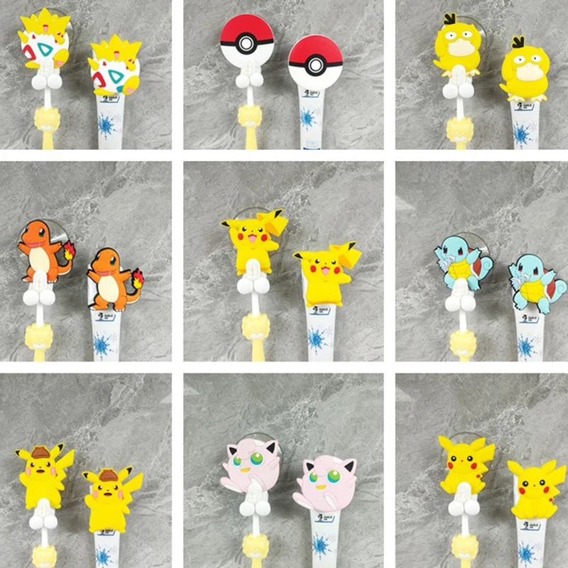 

Pokemon Pikachu Kawaii Katong Toothbrush and Toothpaste Shelf Creative Punch-free Hooks for Children's Favorite Gifts