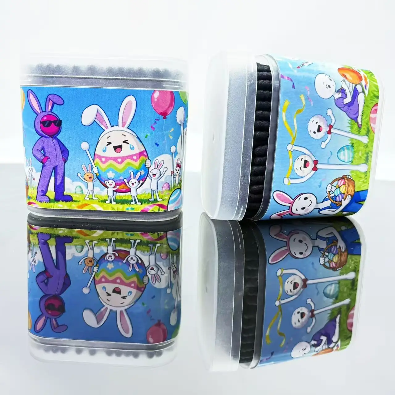 400 Uds hisopos de algodón de doble punta con temática de Pascua, bastoncillos de hisopo de algodón con elemento creativo de Pascua, bastoncillos de hisopo de algodón negros redondos en espiral