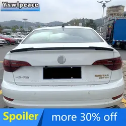 For VW Volkswagen Jetta MK7 Spoiler 2019 2020 2021 ABS Gloss Black/Carbon Fiber Look Rear Trunk Lip Spoiler Wing Car Accessories