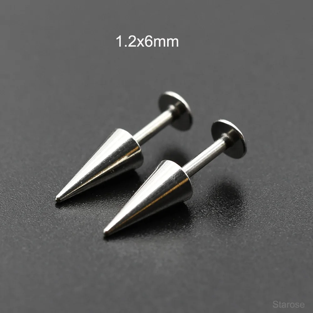 Starose-Boucles d'Oreilles en Acier Inoxydable, Cône Gothique, Tragus, Cartilage, Piercing Helix Vertical, Labret, Bijoux de Corps, 2 Pièces