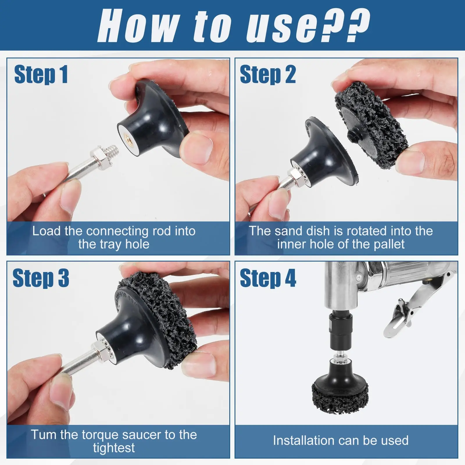 2 Inch Drill Sanding Disc Kit 46 Pcs Coarse Sanding Disc with Stand Cleaning Disc for Surface Processing Polishing Rust Removal