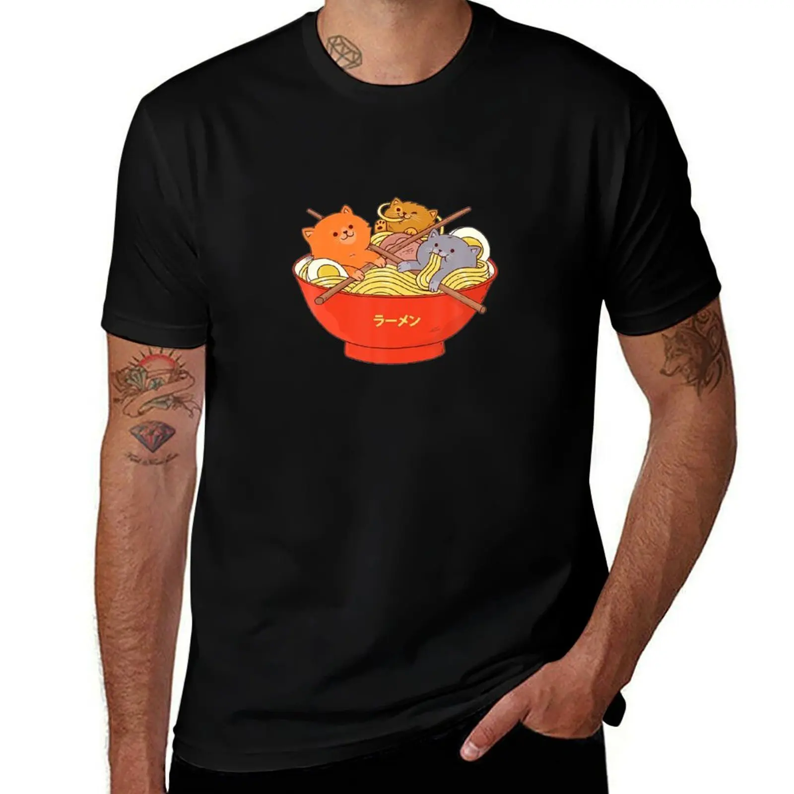 

Kawaii Anime Cat Shirt Japanese Ramen Noodles Gift TShirt T Shirt T-Shirt Casual Graphic Print Tee