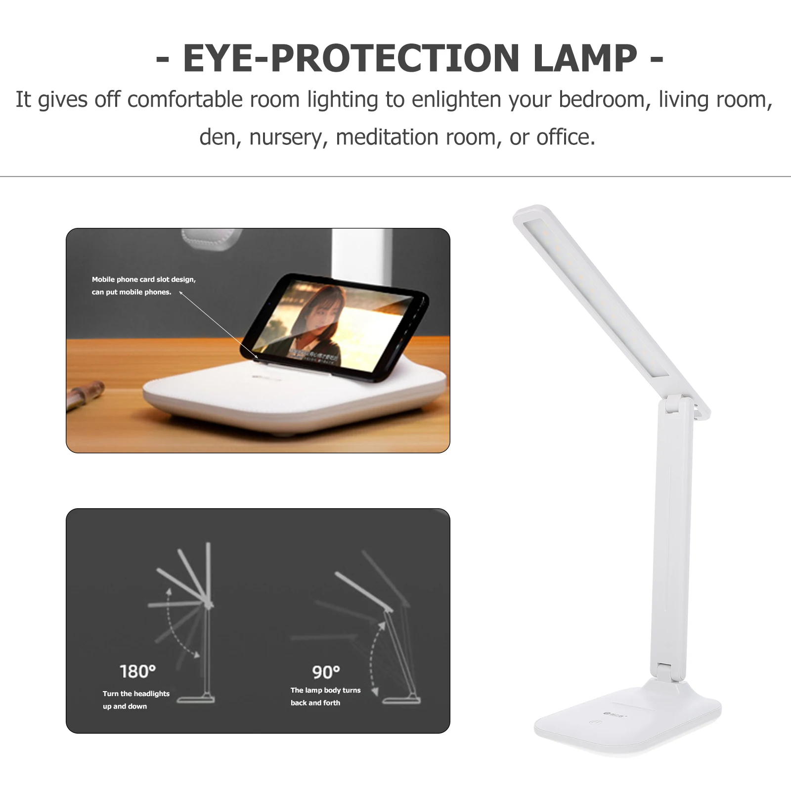 

Eye Protection Desk Lamp LED Reading Light Dimmable Touch Control Bedroom Office Lighting No Flicker Portable Table for Home