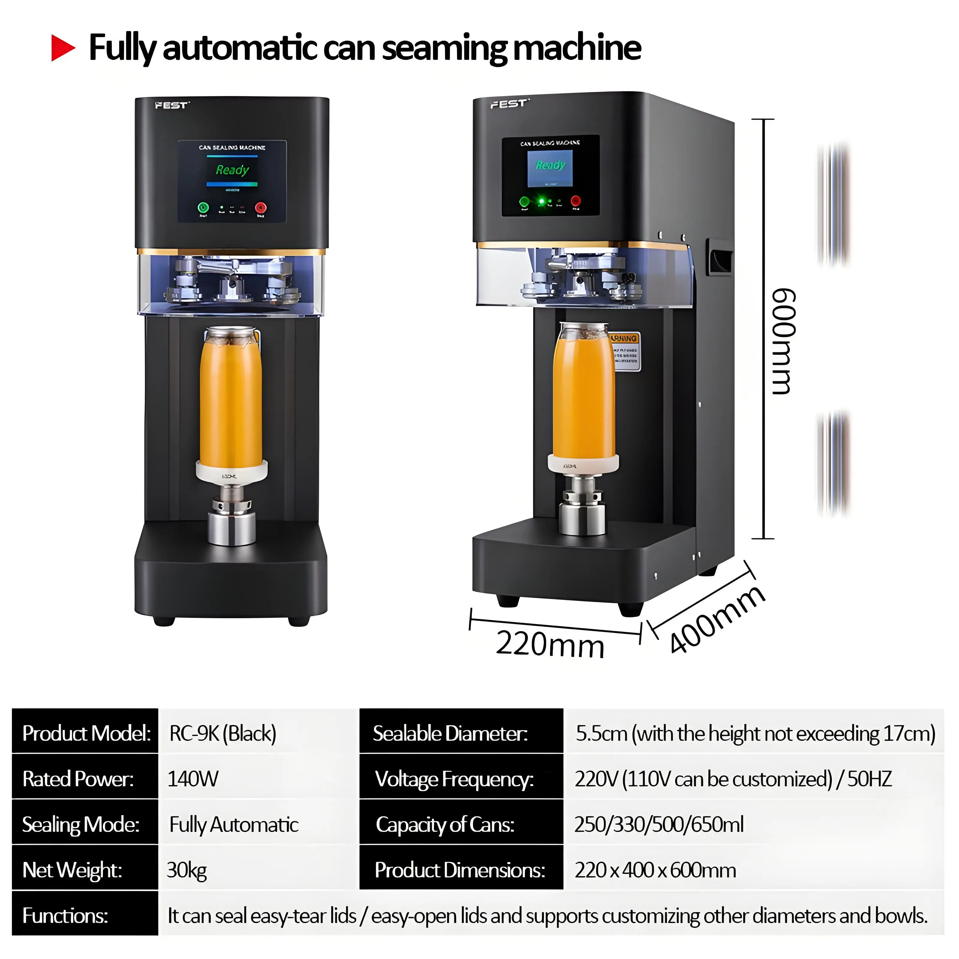 Easy Open Can Seaming Device Milk Tea Plastic Can Beverage Can Seaming Machine Semi Automatic Cap Screwing Machine