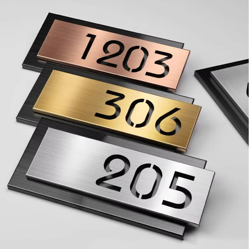 Personalized Modern House Number Sign Stainless Steel Door Plates Outdoor Waterproof Door Number Address Signs for Apartment