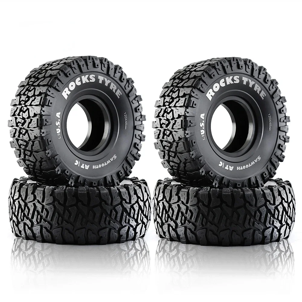 

4PCS 120MM 1.9" Rubber Rock Tyres Wheel Tires for 1:10 RC Crawler Car Axial SCX10 90046 AXI03007 TRX4 Redcat Gen8