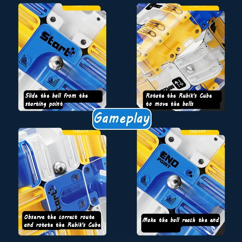 Labirynt 3D Magiczna Kostka Puzzle Labirynt z Kulą Przezroczysta Inteligentna Kostka Logiczna Zabawka Edukacyjna Redukująca Stres dla Dorosłych