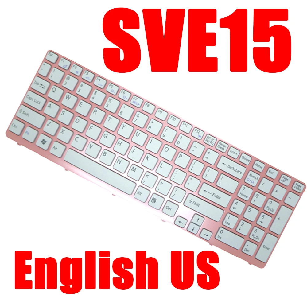Laptop Keyboard For SONY SVE15 MP-11K73US-920W English US Black White  New