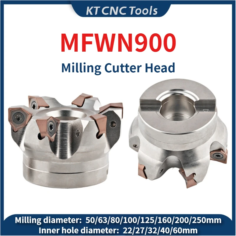 KT CNC MFWN MFWN900 Double sided hexagonal heavy cutter head inserted with WNMU WNMU0806 matched with BT NT  HSK FMB tool holder