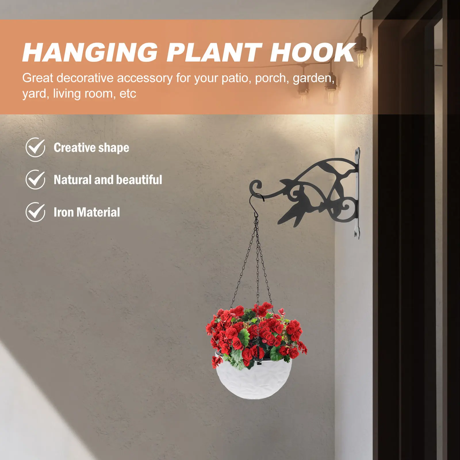 Heavy Duty Cast Iron Hanging Basket Plant Hanger Vintage Wall Mounted Bracket for Hanging Flower Pots Lanterns Indoor Outdoor