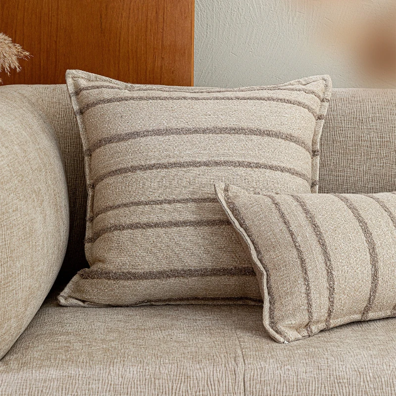 30X50/45X45CM Plush Stripe Throw Pillow Cover Nordic Cotton Linen Stamping Waist Cushion Cover Decor Home Decorative Pillowcase