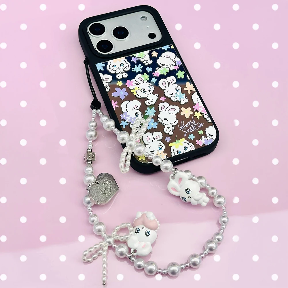 Creative Rabbit Love Pendant Beads Phone Charm Accessories for Galaxy for IPhone 12 13 14 15 16 17 Pro Max Case