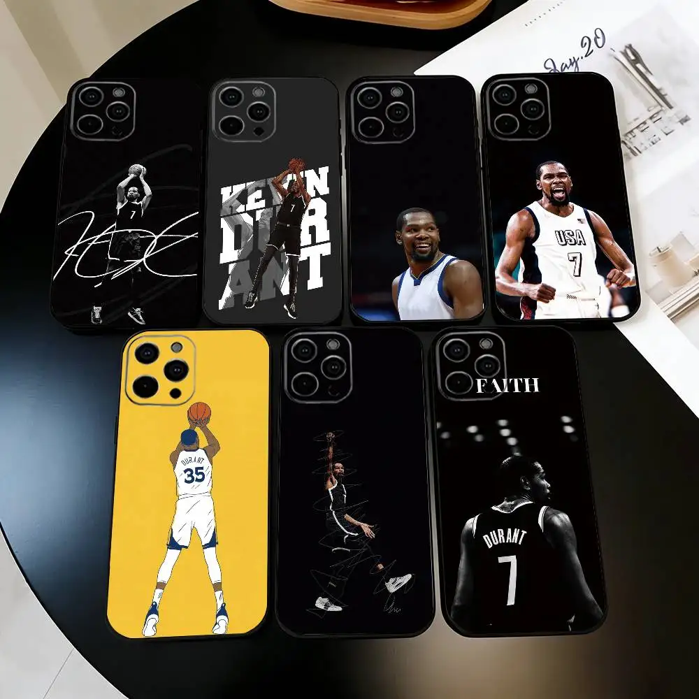 Capa de Celular Basquete K-Kevin D-Durant para iPhone 17, 16, 15, 14, 13, 12, 11 Plus, Pro Max e Outros Modelos – Capa Protetora Preta Macia