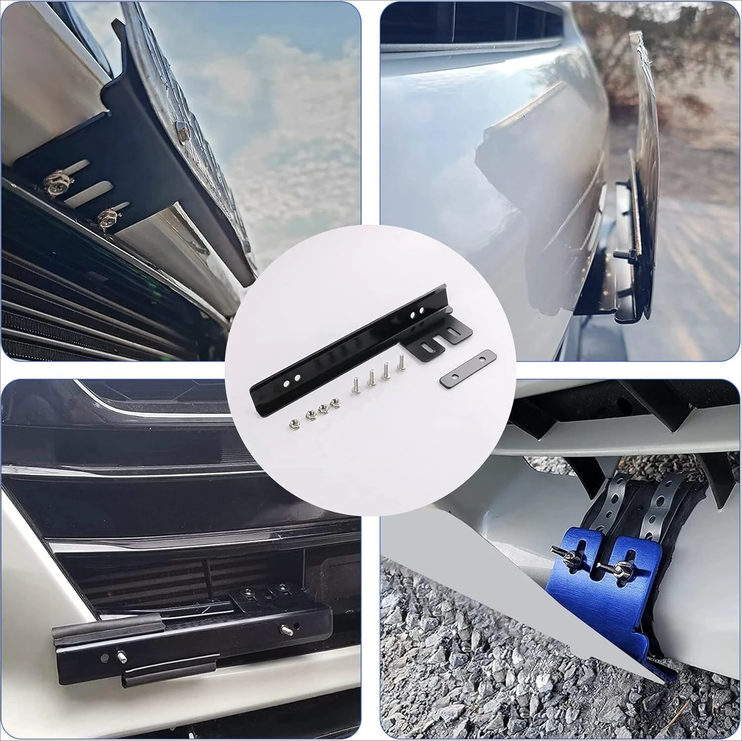 Black Front Bumper License Plate Mount Bracket Relocator Holder Bar