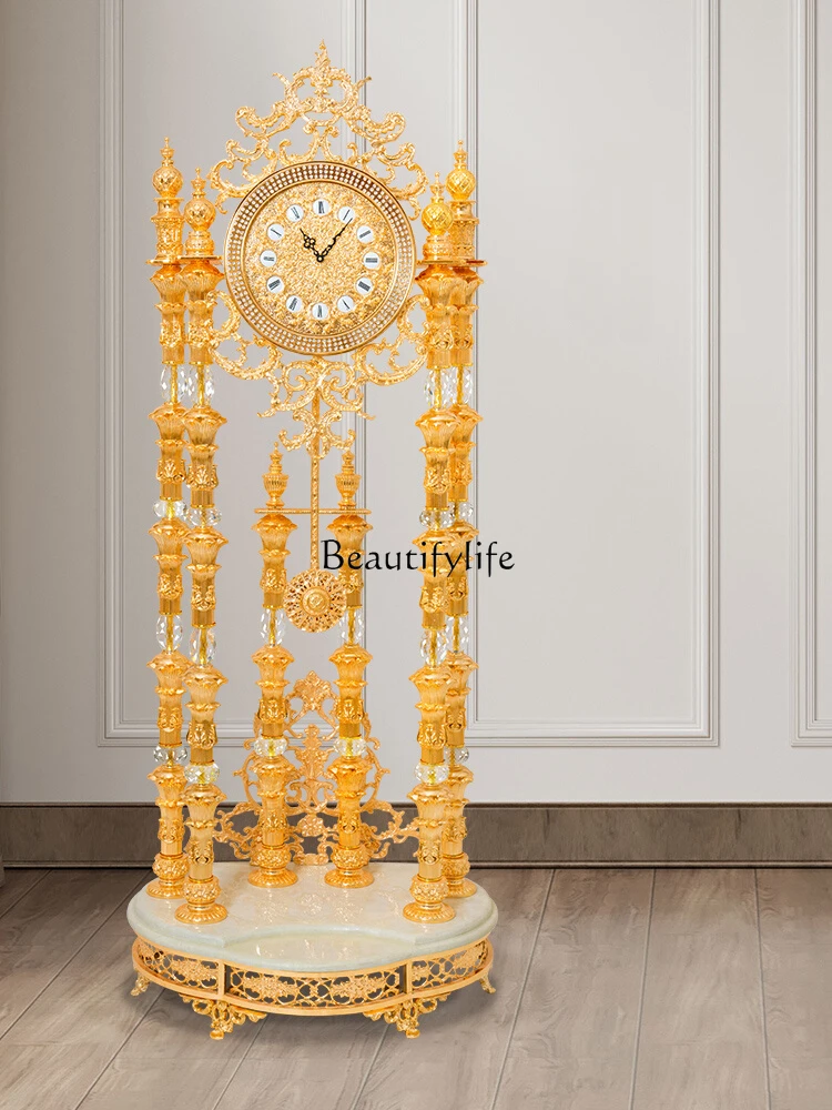 

Mechanical High-End Floor Copper Bell Hotel Luxury Gold-Plated Fashion Seiko Quartz Movement Pendulum Clock