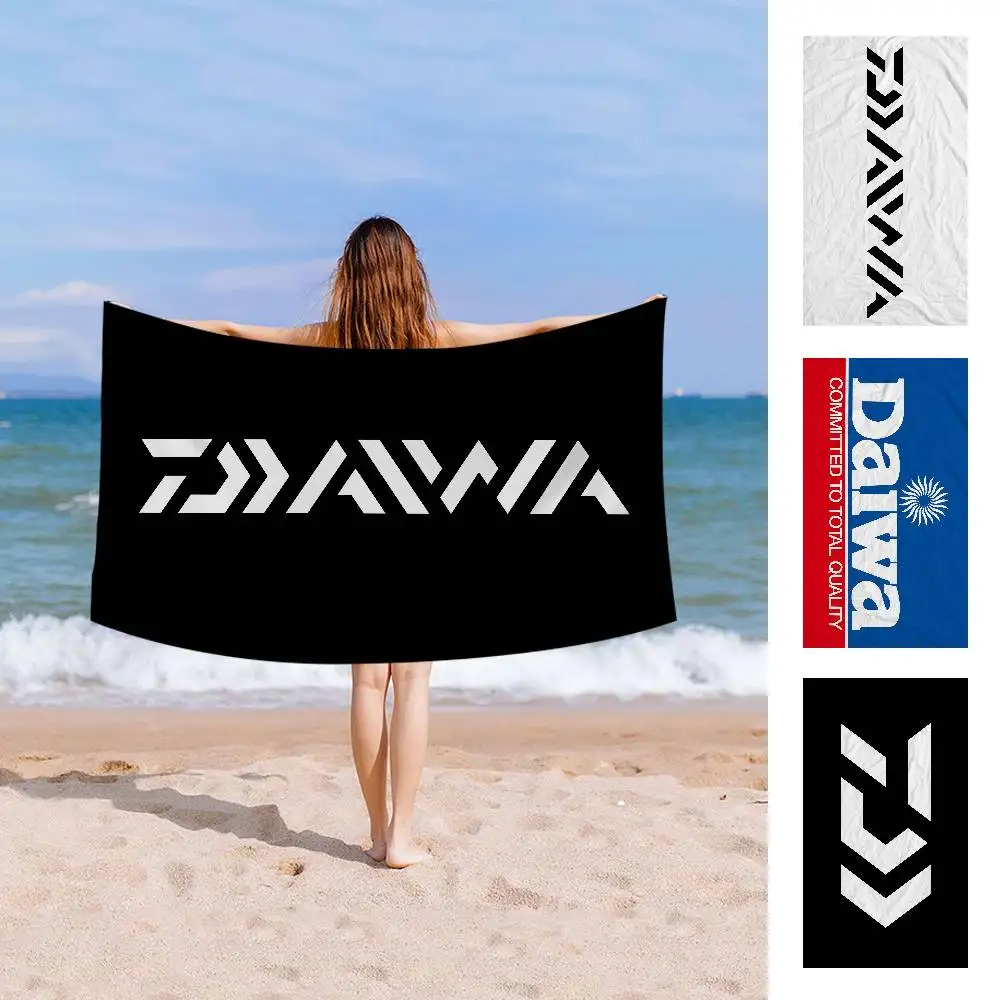 Classic Fishing Tackle Logo D-Daiwa Anime Beach Swimming Towel Soft Absorbent Washcloth Children's Gifts for Kids Travel Camping