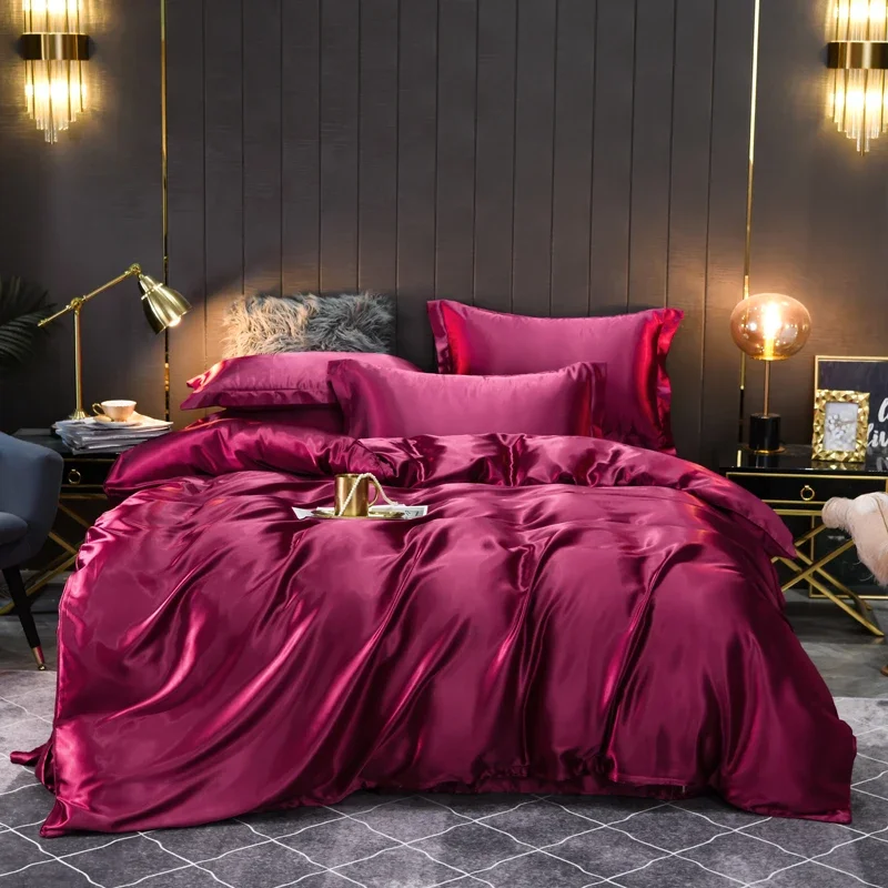 2025 Luxury High - End Washed Silk Bed Set, Plain Color, Tencel Feature, Match for Twin/Full/Queen/King Beds