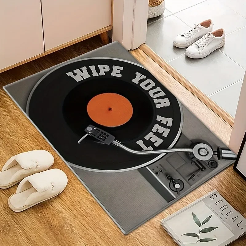 Retro Nostalgic Music Doormat Cassette Tape Record Print Funny Slogan Non Slip Entry Rug Front Door Home Decor Floor Mat
