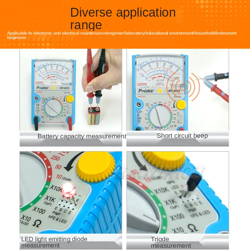 Free Shipping ProsKit MT-2019 Protective Function Analog Multimeter Safety Standard Professional Ohm Test Meter Tester Analog