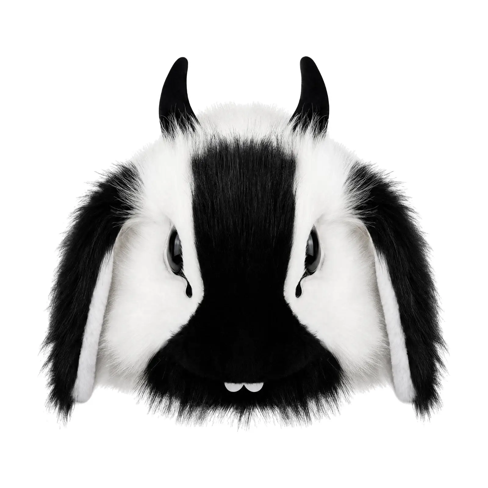 Rabbit Head Plush Costume Animal Face Mask Soft Faux Fur Cosplay Headpiece for Stage Photo Props