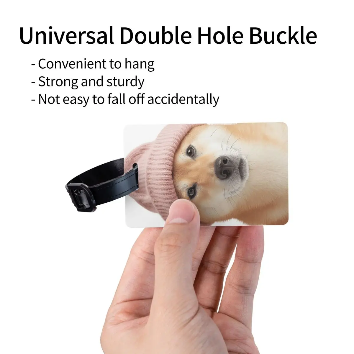 شيبا اينو الكلب يرتدي قبعة الشتاء الوردية علامات الأمتعة حقيبة الملحقات السفر الأمتعة الصعود علامة التسمية حامل معرف اسم العنوان #3