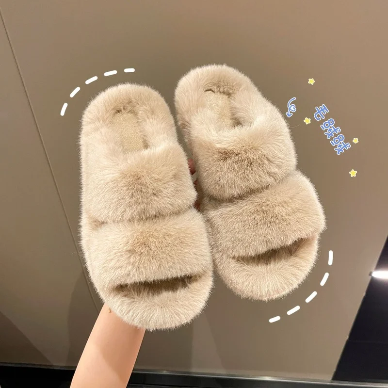 2022 Winter Fashion Soft Warm Comfort Flat Fur Slipper Brand Designer Slip on Loafers Mules Flip Flops Casual Ytmtloy Indoor