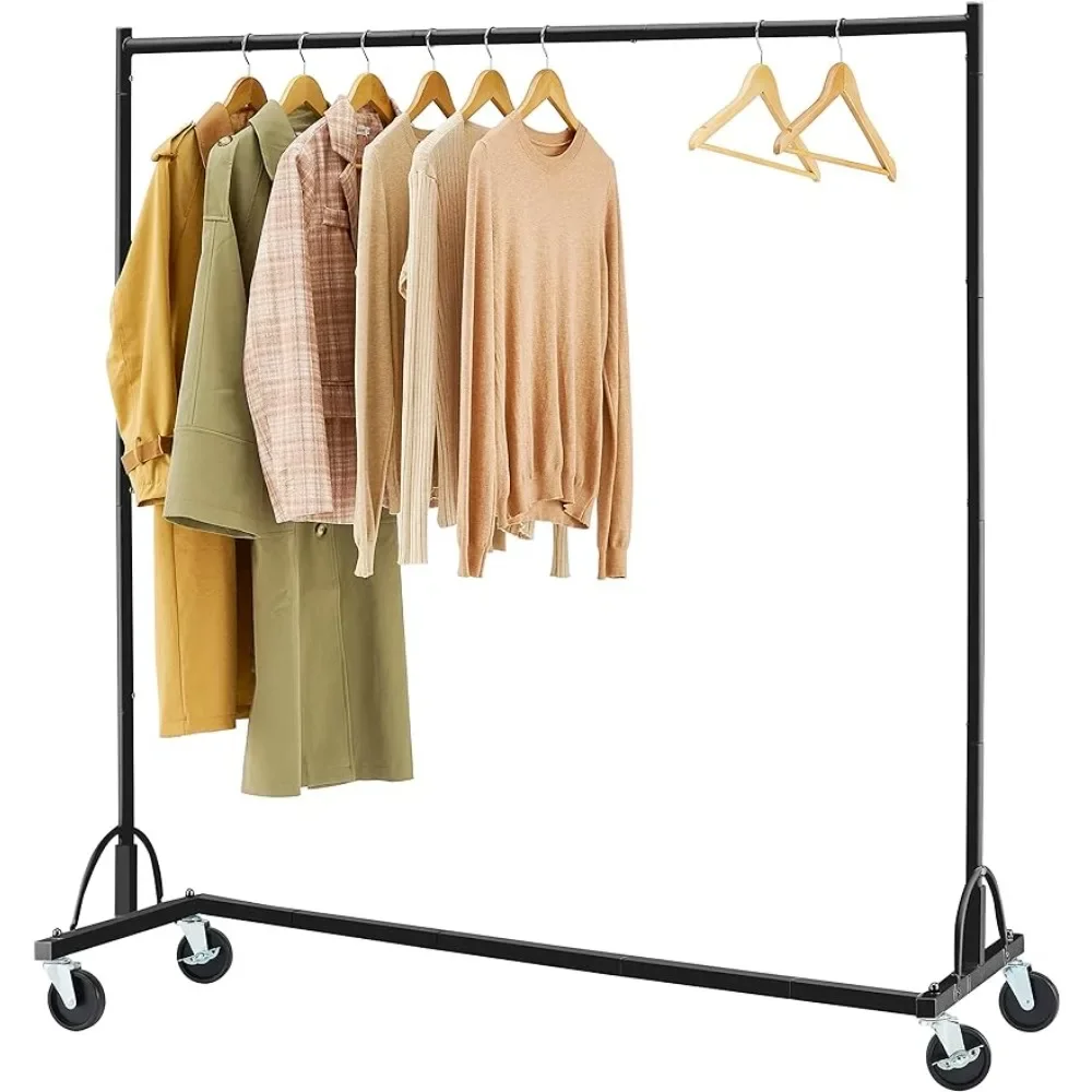 Hoctieon Z Rack, Rolling Clothing Racks with Z-Base, Heavy Duty Garment Rack,Sturdy Metal Hanging Holder, Clothes Organizer Rack