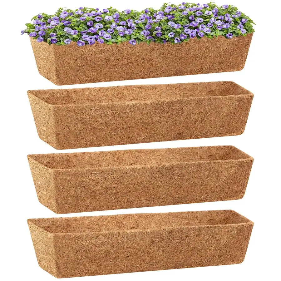 

Набор из 4 квадратных вкладышей для кашпо из кокосового волокна, 36 дюймов, натуральные, для замены, для оконных ящиков и кашпо-корыт, тип C
