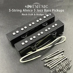 Alnico 5 Pickup for 5-StringJazz Bass Pickups Neck-9.6K & Bridge-11.1K Pickup Fit 5 Strings Jazz Bass Guitar Pickup Part