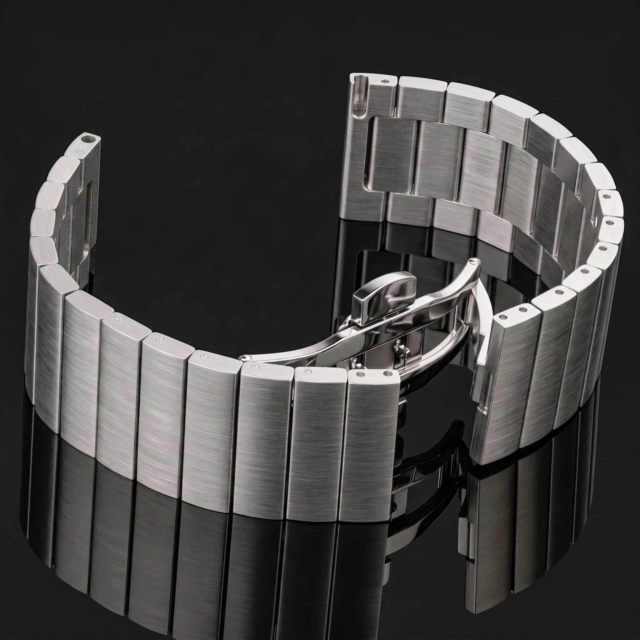 Massives Edelstahl-Uhrenarmband 16mm 18mm 20mm 22mm Schnellverschluss Silber Schwarz Gebürstetes Metall-Armband