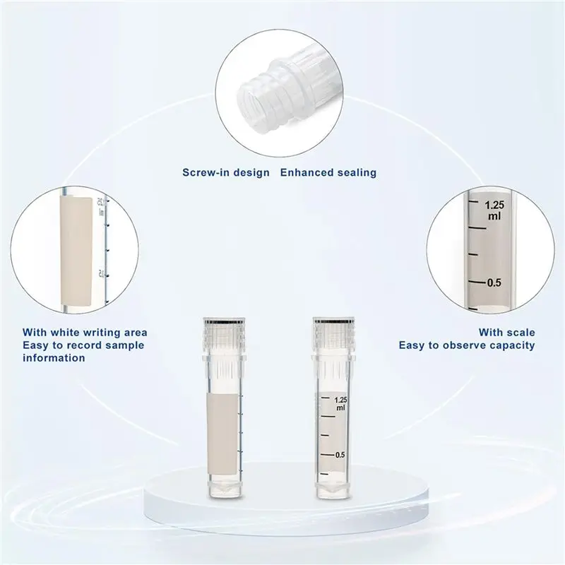 Leading-200X Cryovials Sterile Tubes 2Ml Lab Vials With Caps Cryovial For Low Temperature Storage