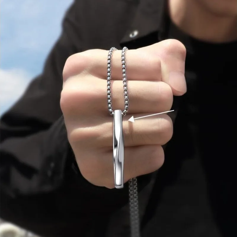 Fashion New Men 3D Vertical Necklace Hot Classic Pendant Stainless Steel CubanNecklace Temperament Cool Pendant Men Jewelry Gift - Image 2