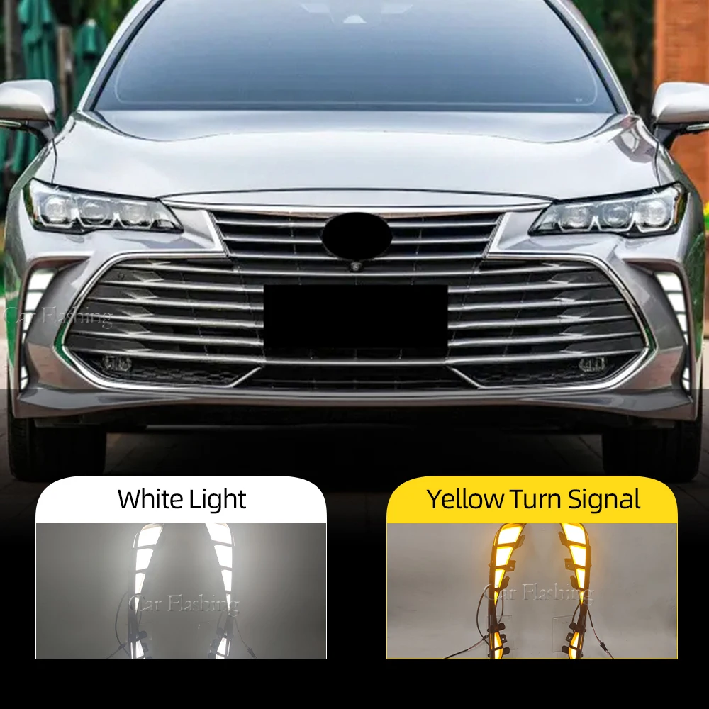 AWTZ DRL LED Daytime Running Light With Turn Signal – Fits Toyota Avalon 2019-2022, Glossy Black, Waterproof, 1-Year