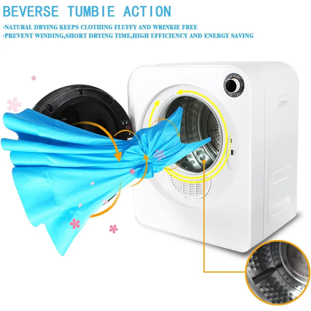 11Lbs 2.6 cu.f Electric Portable Clothes Dryer - LINKLIFE Portable Tumble Clothes Laundry Dryer, Stainless Steel Drum