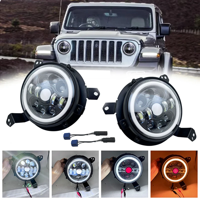 9 Inch Round Headlamp Halo DRL for Jeep Wrangler JL 2018 2019 2020 High Low Beam Led Headlight With DRL and Turn Signal Light