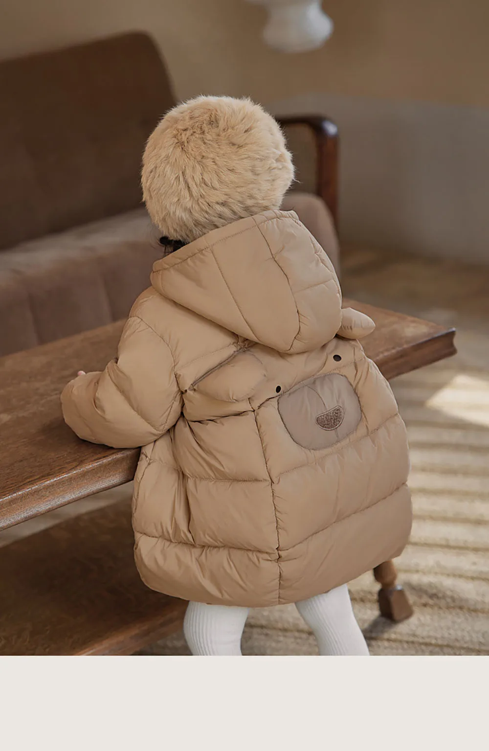 Baby Girl\'s Down Jacket Thick Warm Hooded Coat Korean Style Cute Bear Little Girl\'s Padded Jacket Winter Cotton Clothes For Kids