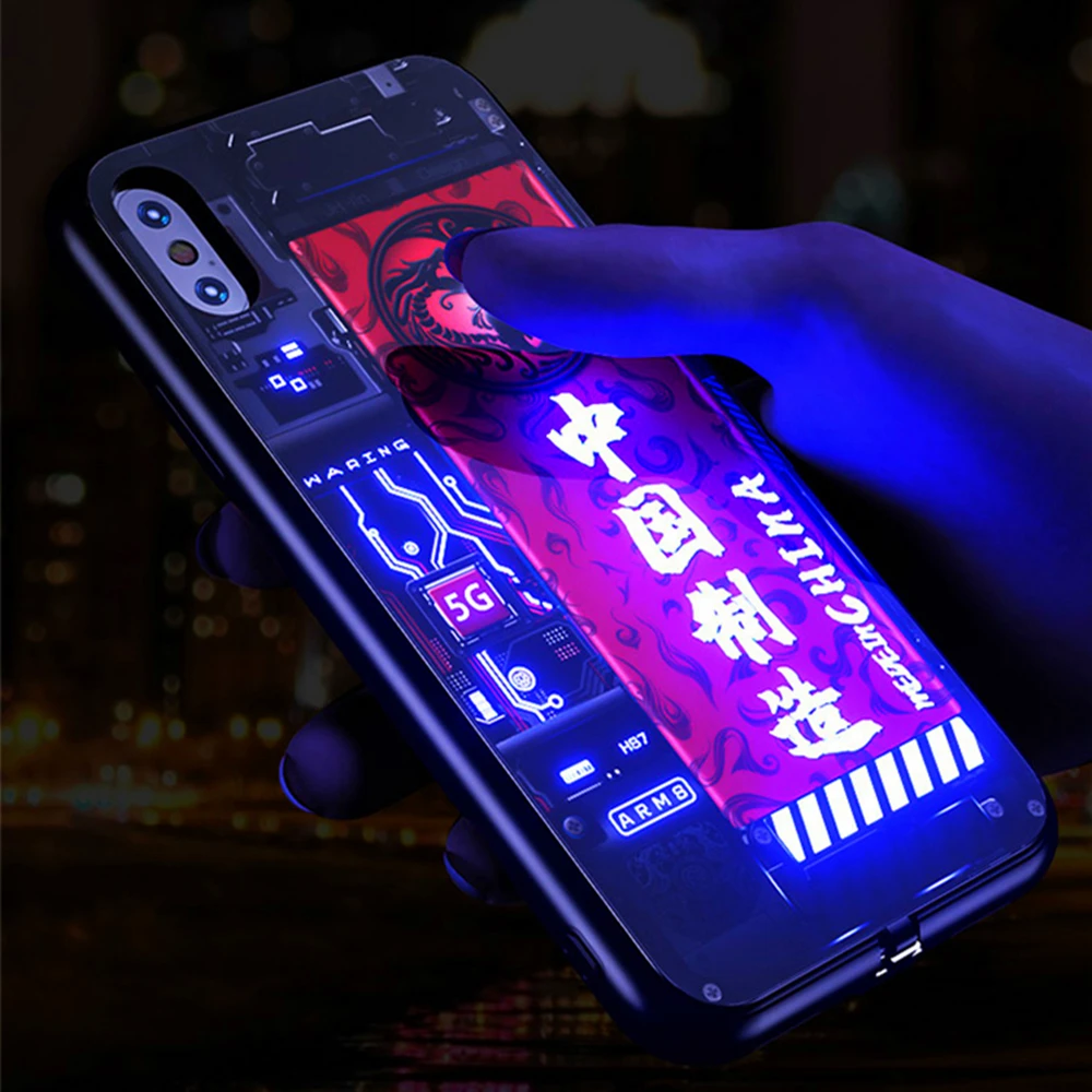 

2025 Fashion Popular Smart Led Light Music Luminous Cell Phone Case For Samsung S25 S24 S23 S22 S21 S20 FE Note 10 20 Plus Ultra