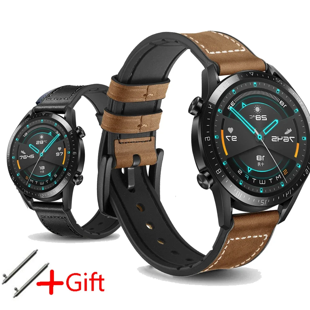

Ремешок 22 мм для Samsung Galaxy Watch 3/46 мм/Gear S3 Frontier, кожаный браслет-петля correa, Huawei watch GT 2 2e 3 pro Band